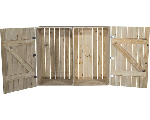 Quatre caisses en bois avec portes en bois