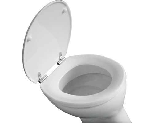 Weißes Stand-WC mit offenem Toilettendeckel