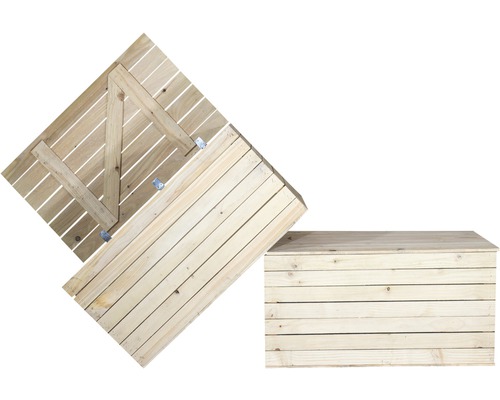 Coffre en bois avec couvercle ouvert