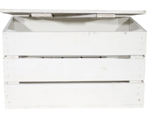 Caisse ouverte en bois blanc avec couvercle