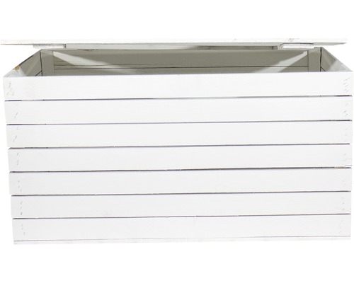 Coffre de jardin ouvert en bois blanc
