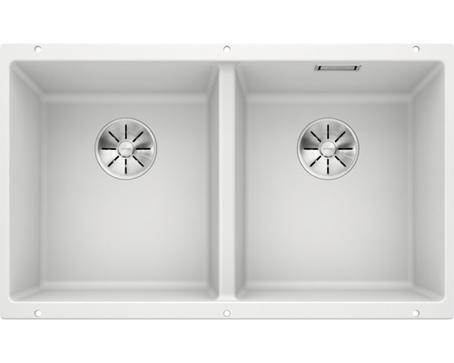 Évier Blanco SUBLINE 350/350-U 755 x 460 mm blanc 523578 2 bacs sans égouttoir Évier double pour la cuisine