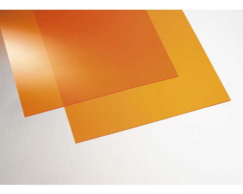 Acrylcolorplatte 3x250x500 mm glatt orange Zwei orangefarbene Kunststoffplatten