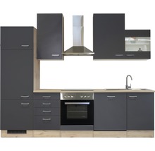 Flex Well Küchenzeile mit Geräten Tiago 280 cm Frontfarbe basaltgrau matt Korpusfarbe san remo eiche hell zerlegt-thumb-6