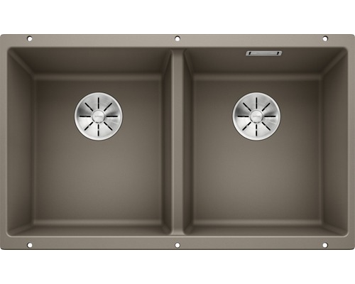Évier Blanco SUBLINE 350/350-U 755 x 460 mm tartufo 523581 2 bacs sans égouttoir Évier double en Silgranit