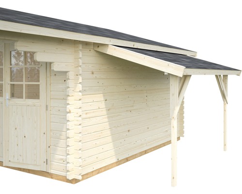 Holzgartenhaus mit Tür und Vordach