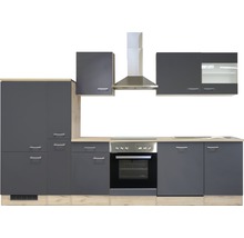 Flex Well Küchenzeile mit Geräten Tiago 310 cm Frontfarbe basaltgrau matt Korpusfarbe san remo eiche hell zerlegt-thumb-6