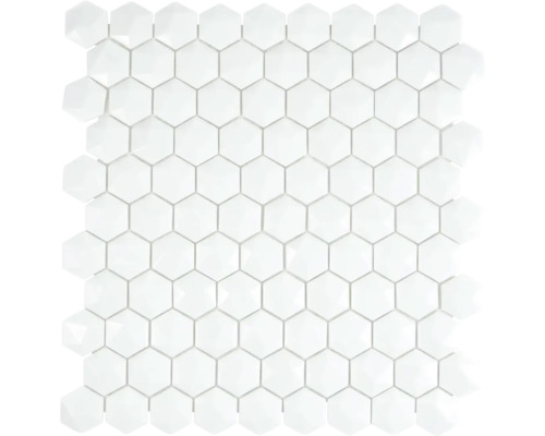 Mosaïque en verre Arctic 01 Hexagon Eco blanc 3D 29x30 cm