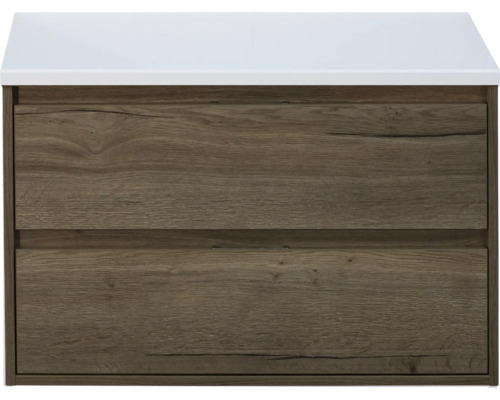 Waschtischunterschrank Sanox Porto Frontfarbe tabacco BxHxT 90 x 59 x 50 cm WT-Platte weiß matt Waschtischunterschrank Sanox Porto Frontfarbe tabacco BxHxT 90 x 59 x 50 cm WT-Platte weiß matt