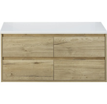 Waschtischunterschrank Sanox Porto Frontfarbe eiche natur BxHxT 120 x 59 x 50 cm WT-Platte weiß matt 84747227