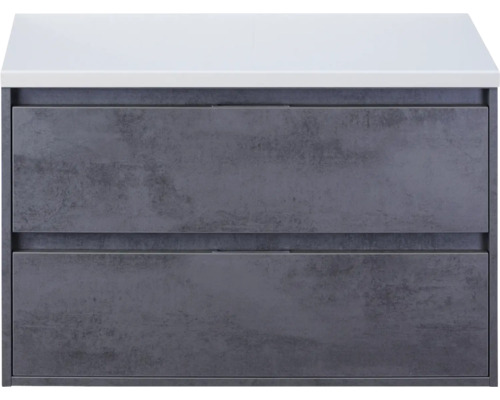 Waschtischunterschrank Sanox Porto Frontfarbe beton anthrazit BxHxT 90,2 x 58,6 x 50 cm WT-Platte weiß matt Waschtischunterschrank Sanox Porto Frontfarbe beton anthrazit BxHxT 90,2 x 58,6 x 50 cm WT-Platte weiß matt