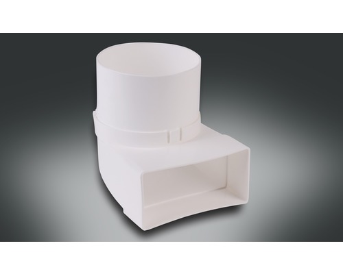 Pièce de dérivation pour tube plat Rotheigner avec tubulures blanc 111 mm x 54 mm Raccord en plastique pour conduits de ventilation avec raccord rectangulaire vers rond