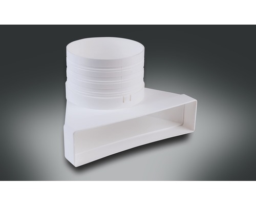 Pièce de dérivation pour tube plat Rotheigner avec tubulures blanc 220 mm x 54 mm Coude de conduit rectangulaire pour systèmes de ventilation