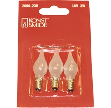 Logo Konstsmide. Paquet de trois ampoules de bougie de 16 volts et 3 watts