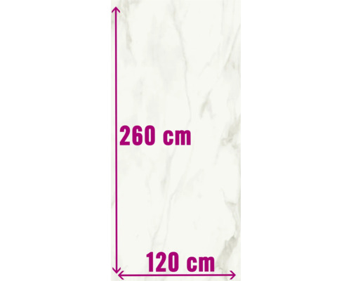 Carrelage XXL sol et mur en grès cérame fin Eterna white 120 x 260 x 0,7 cm poli