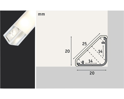 Profilé LED avec dimensions