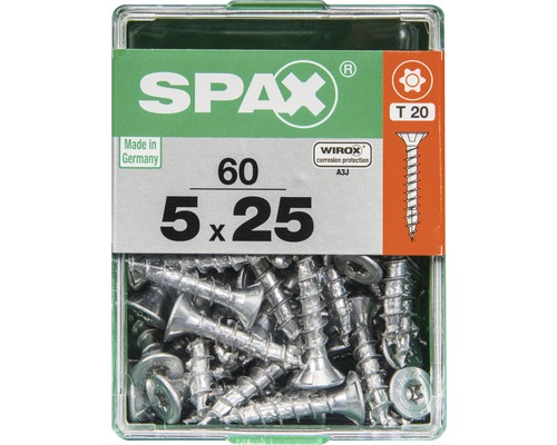 Vis à tête fraisée Spax 5x25 mm, 60 pièces, avec entraînement Torx