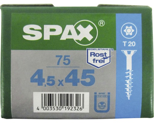 Verpackung Spax Schrauben 4,5x45 mm, 75 Stück