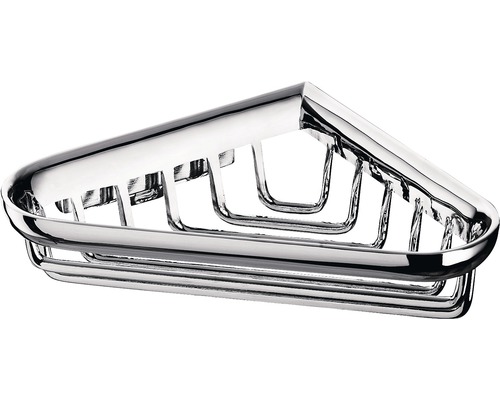 Porte-savon d’angle Emco System 2, longueur de côté 12,7 cm, chrome 354500100 Panier à savon d''angle en métal pour montage mural dans la salle de bain