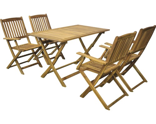 Ensemble de table de jardin avec quatre chaises en bois