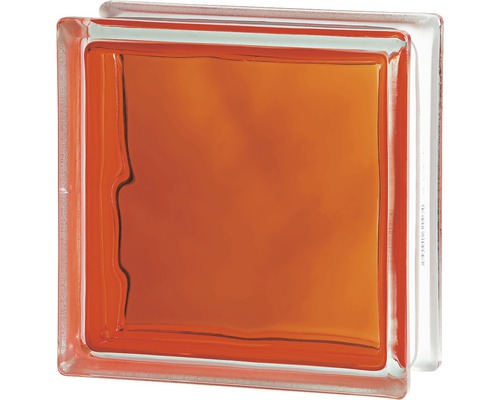 Brique en verre Brilly orange 19 cm x 19 cm x 8 cm Pavé de verre