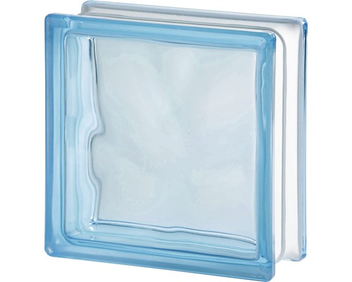 Brique de verre nuage azur 19 cm x 19 cm x 8 cm Pavé de verre