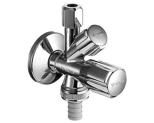 Robinet d''équerre avec deux sorties pour lave-linge et lave-vaisselle