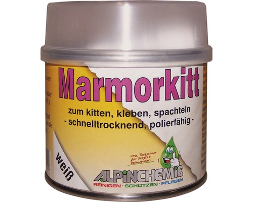 Marmorkitt (réparation de marbre) AlpinChemie blanc nouveau 250g Mastic de marbre pour mastiquer, coller et enduire en pot