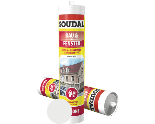 Silicone pour construction et fenêtres Soudal monocomposant blanc 300 ml