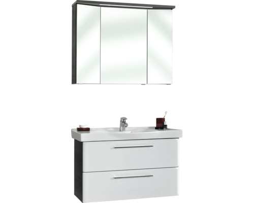 Badezimmer-Set mit Waschtischunterschrank, Waschbecken und Spiegelschrank