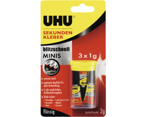 Colle instantanée UHU ultrarapide Minis 3 x 1 g-0