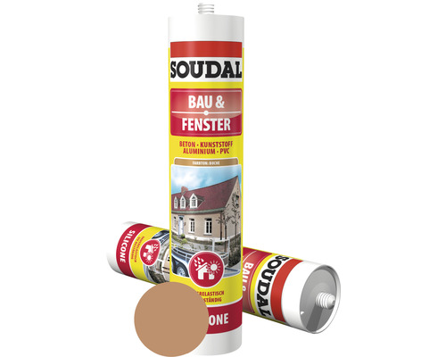 Silicone pour construction et fenêtres Soudal monocomposant hêtre 300 ml