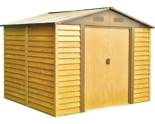 Gerätehaus PERGART Frankfurt II 911 323 x 278 cm holzoptik Gartenschuppen mit Doppeltür und Holzoptik