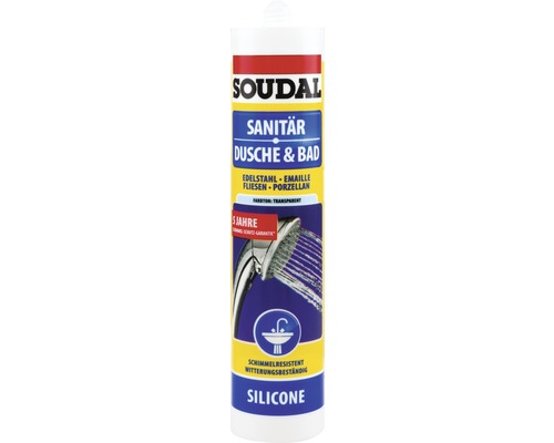 Silicone pour douche et salle de bains Soudal transparent 300 ml