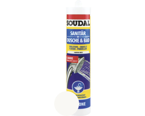 Silicone pour douche et salle de bains Soudal blanc 300 ml