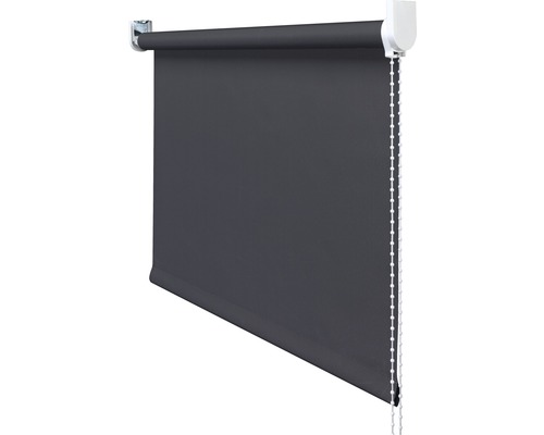 Graues Rollo zur Fensterdekoration und zum Sonnenschutz