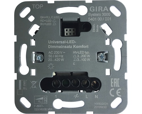 Variateur LED insert variateur Gira gris clair