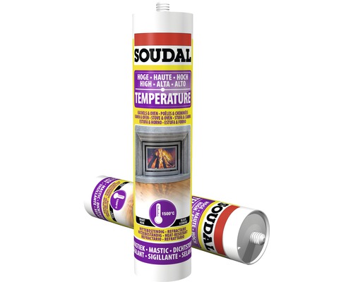 Matériau d'étanchéité Soudal pour poêles et cheminées résistant à la chaleur noir 300 ml