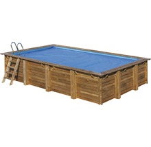 Ensemble de piscine hors sol en bois Gre rectangulaire 620x420x133 cm avec groupe de filtration à sable, skimmer, échelle, sable de filtration et intissé de protection du sol bois-thumb-2