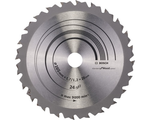 Lame de scie circulaire Speedline Wood H Ø 165x20mm Z 24 Lame de scie Bosch de 165 millimètres de diamètre pour le bois