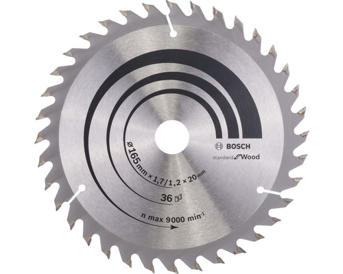 Lame de scie circulaire Optiline Wood Bosch H Ø 165x20 Z 36 Lame de scie circulaire Bosch, diamètre 165 millimètres, 36 dents