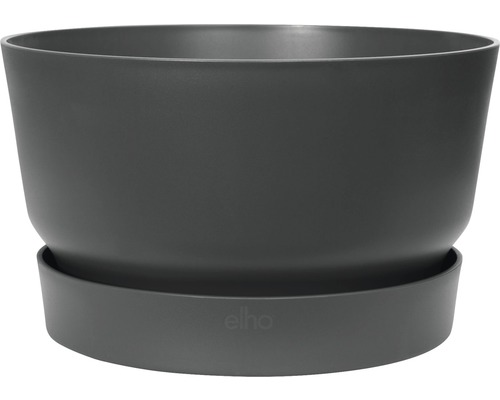 Pflanzschale greenville Ø 33 H 19,5 cm schwarz frostbeständig Blumentopf aus Kunststoff mit Untersetzer
