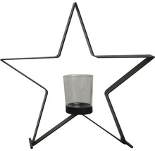Sternförmiger Kerzenhalter aus Metall mit Glas