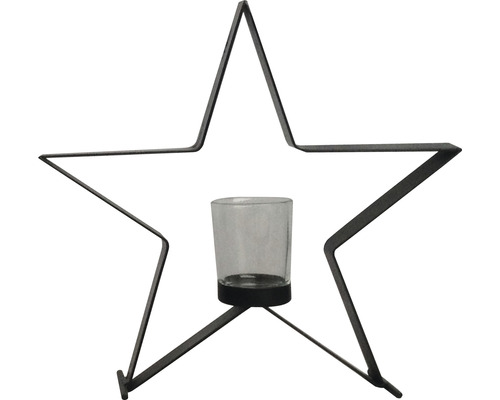 Support pour bougie de chauffe-plat Lafiora étoile noire h 27 cm noir