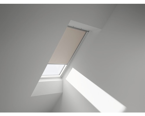 VELUX Verdunkelungsrollo uni sandbeige manuell Rahmen aluminium DKL Y47 4556S Dachfenster mit Rollo von innen