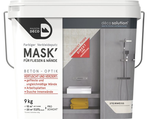 Enduit d'habillage coloré Maison Deco MASK' à effets pour carrelage blanc pierre 9 kg-0