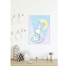 Décoration de chambre d''enfant avec ours sur nuage et lune encadrée