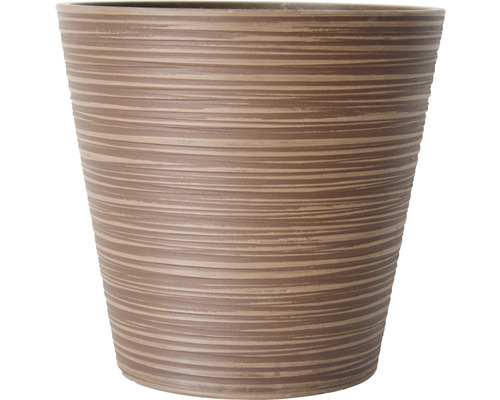 Pot pour plantes à rainures Lafiora pierre artificielle Ø 31 cm H 29 cm marron