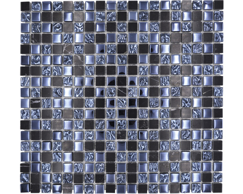 Mosaïques de verre avec pierre naturelle XCM M860, noir, 30,5 x 32,5 cm