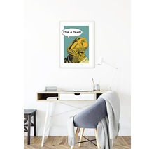 Image encadrée avec un personnage et la citation : C''est un piège